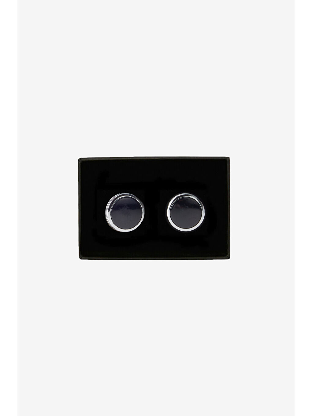 Erkek Siyah-Gümüş %100 Metal Kol Düğmesi