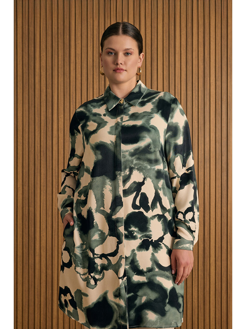 Yeşil Desenli Tunik-1