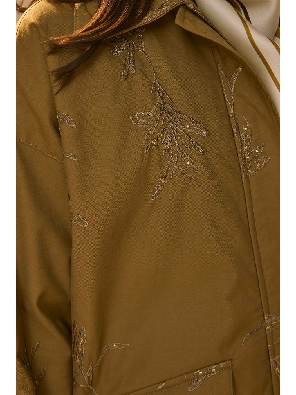 Nakışlı Bomber Ceket Haki-2