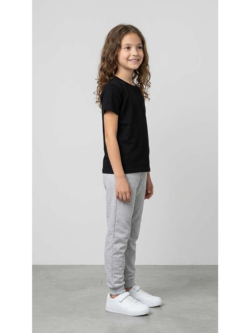 Siyah Basic Kısa Kol Kız Çocuk T-Shirt-1