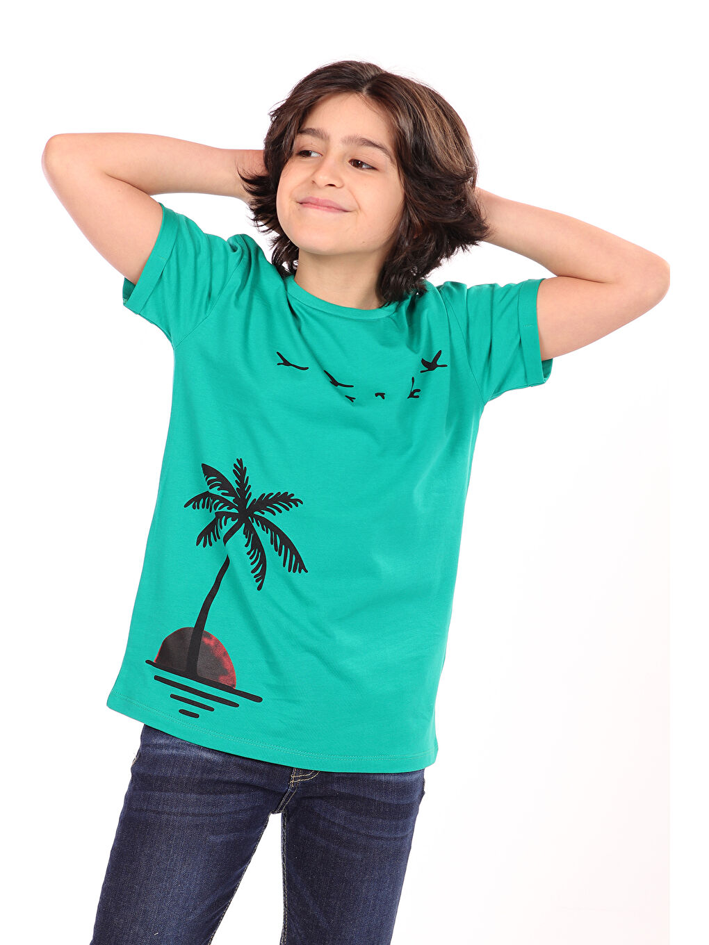 Yeşil Erkek Çocuk Baskılı Tişört