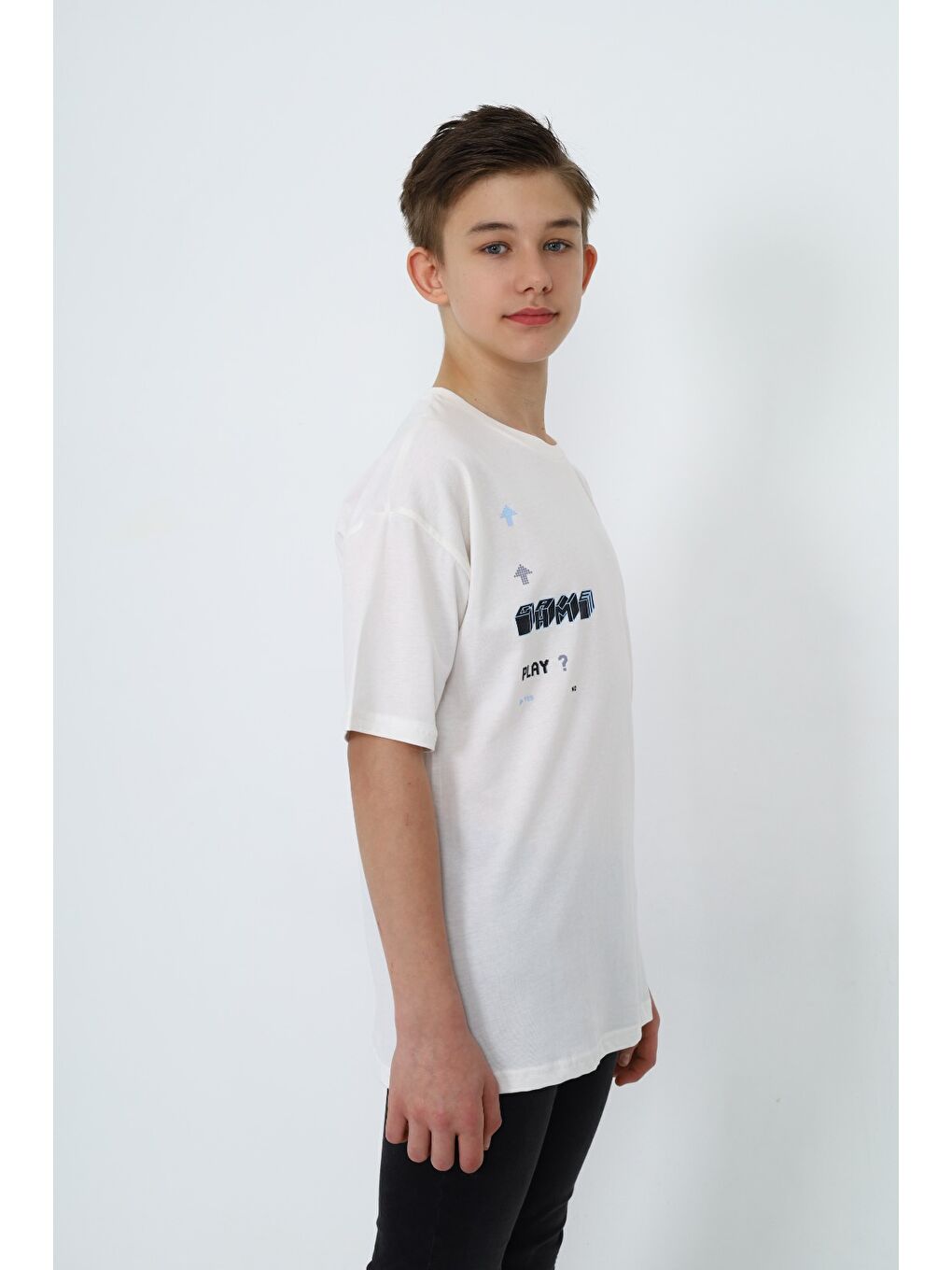 Ekru Erkek Çocuk Baskılı Tişört-1