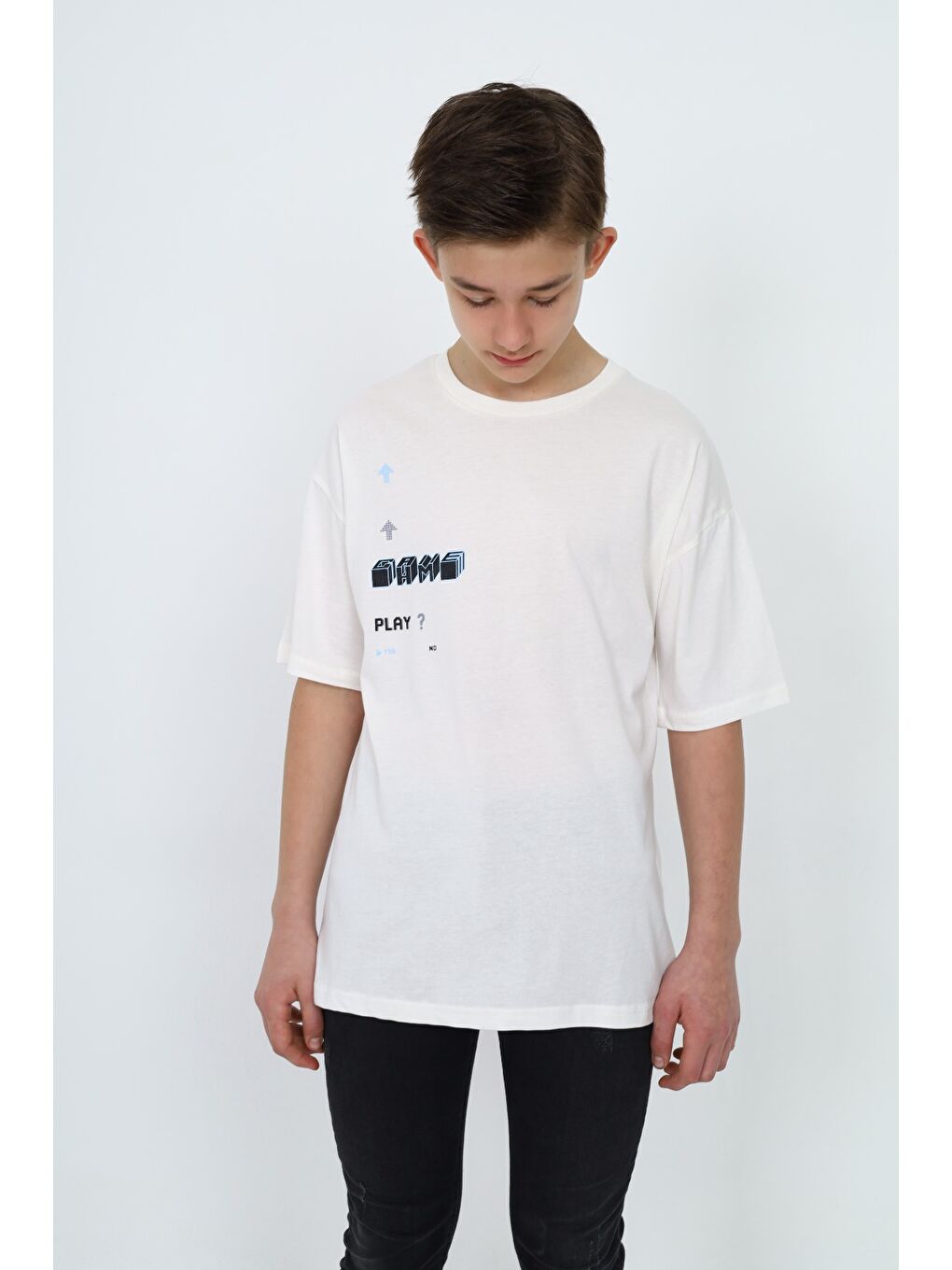 Ekru Erkek Çocuk Baskılı Tişört-3