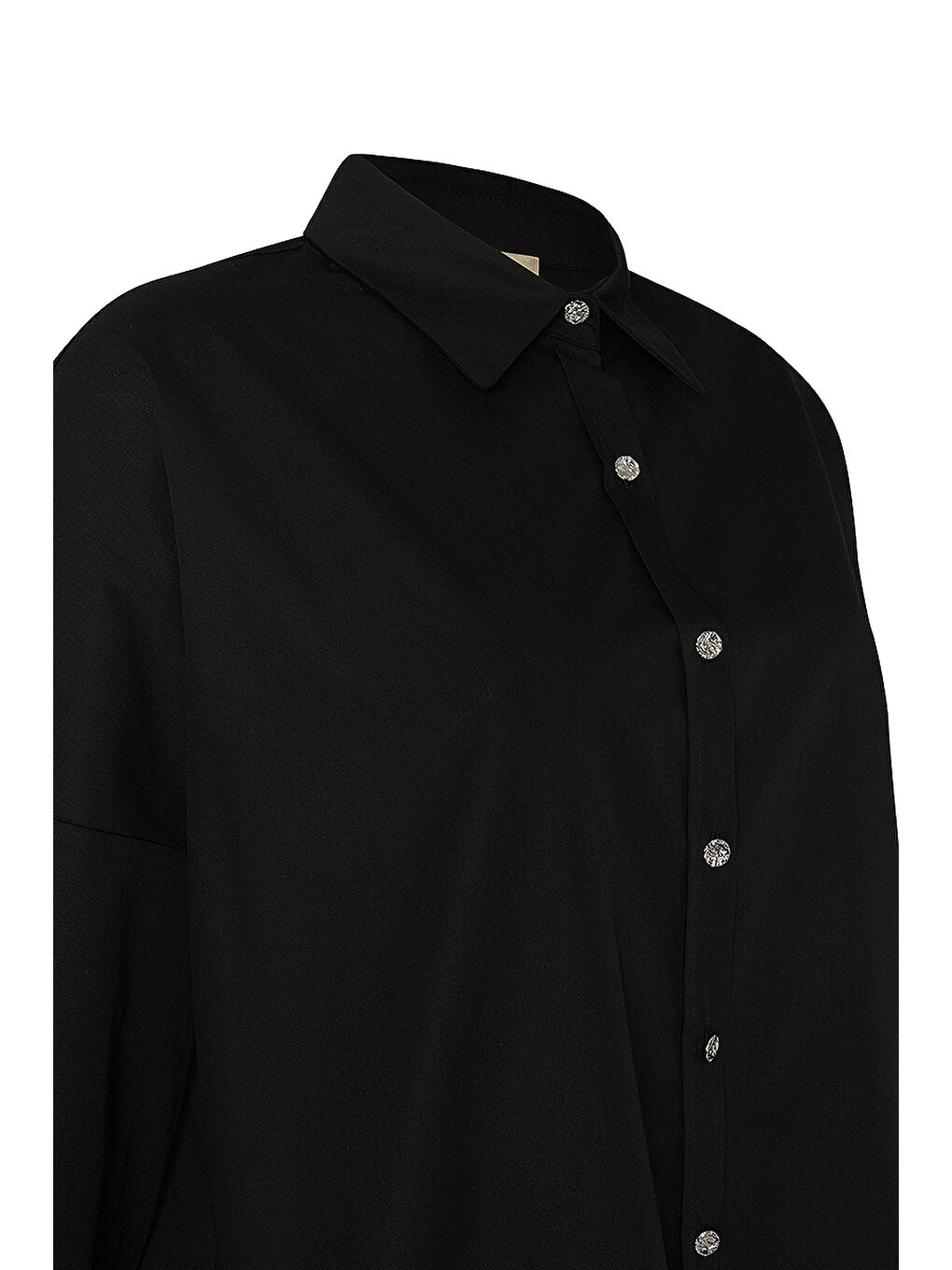 Siyah Basic Pamuk Gömlek Tunik-1