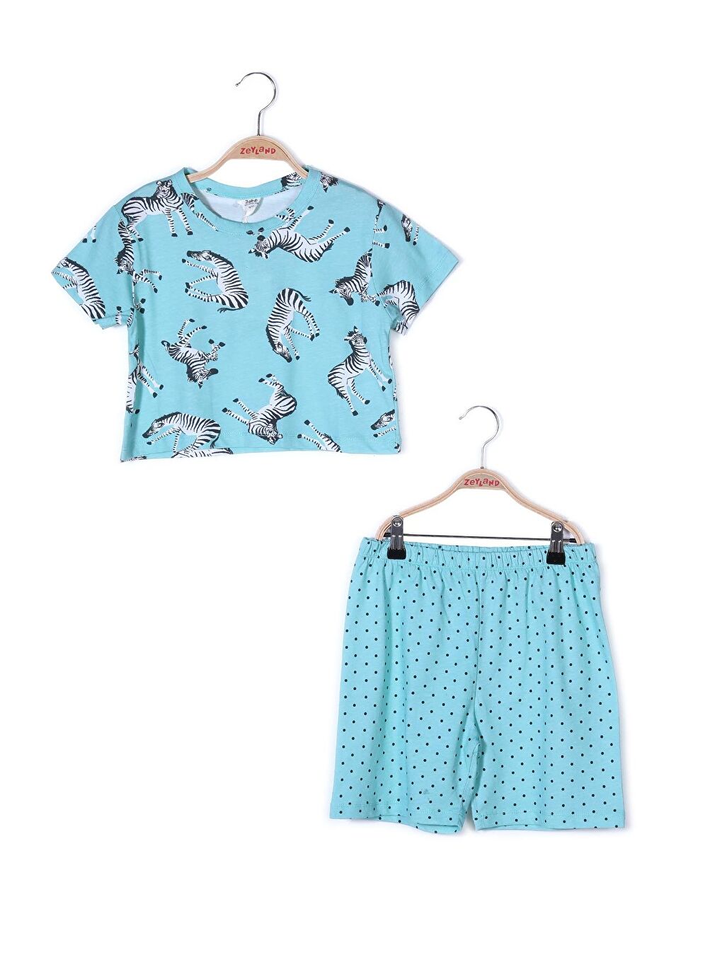 Yeşil Kız Çocuk Crop Üst Ve Şort Pijama Takımı