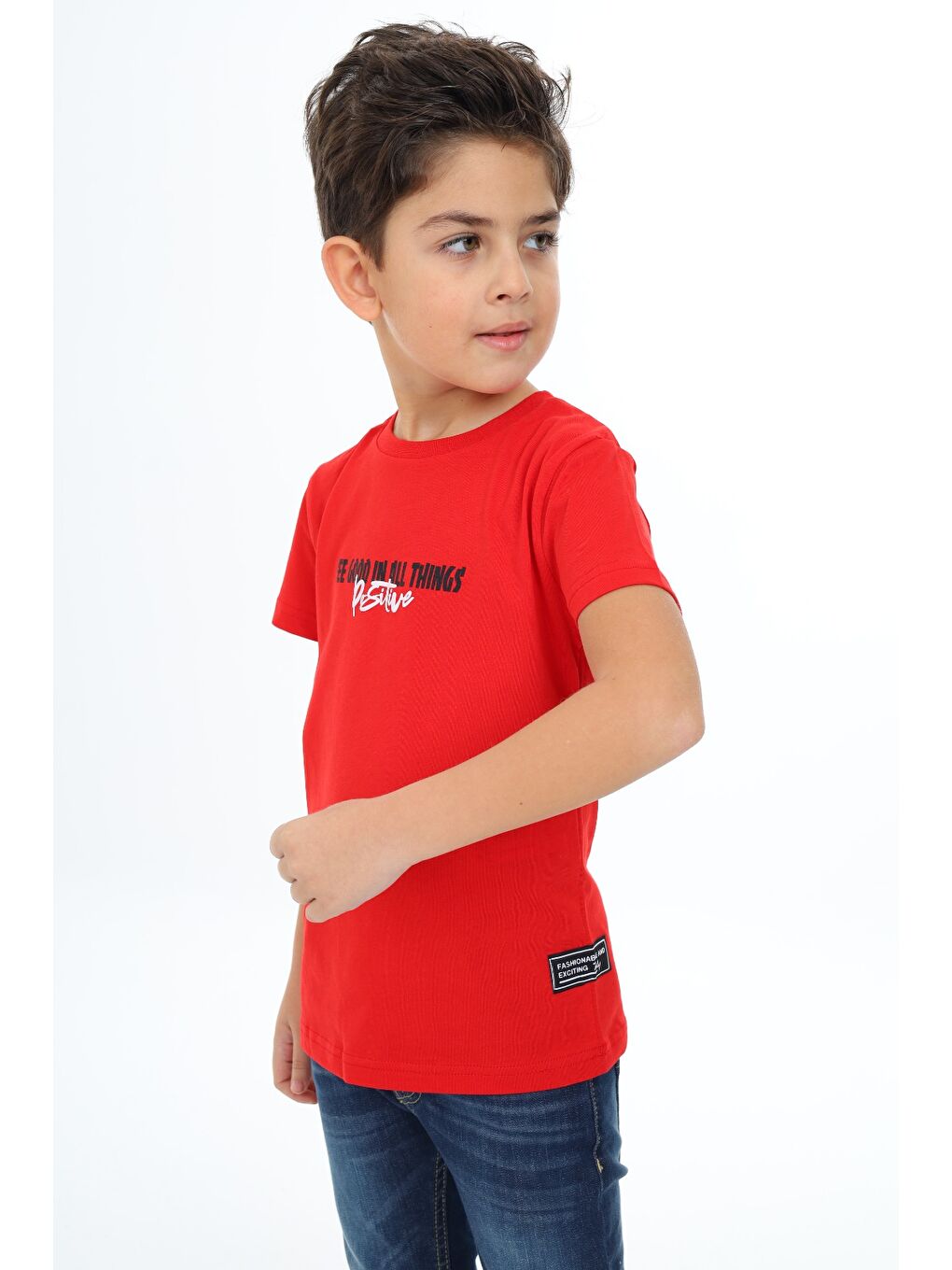 Kırmızı Erkek Çocuk Baskılı Tişört-1