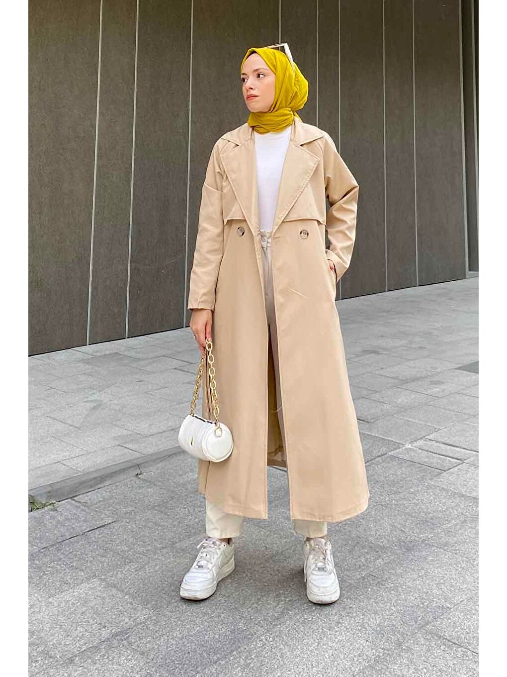 Hector Çentik Yakalı Trençkot Kum Beji-1