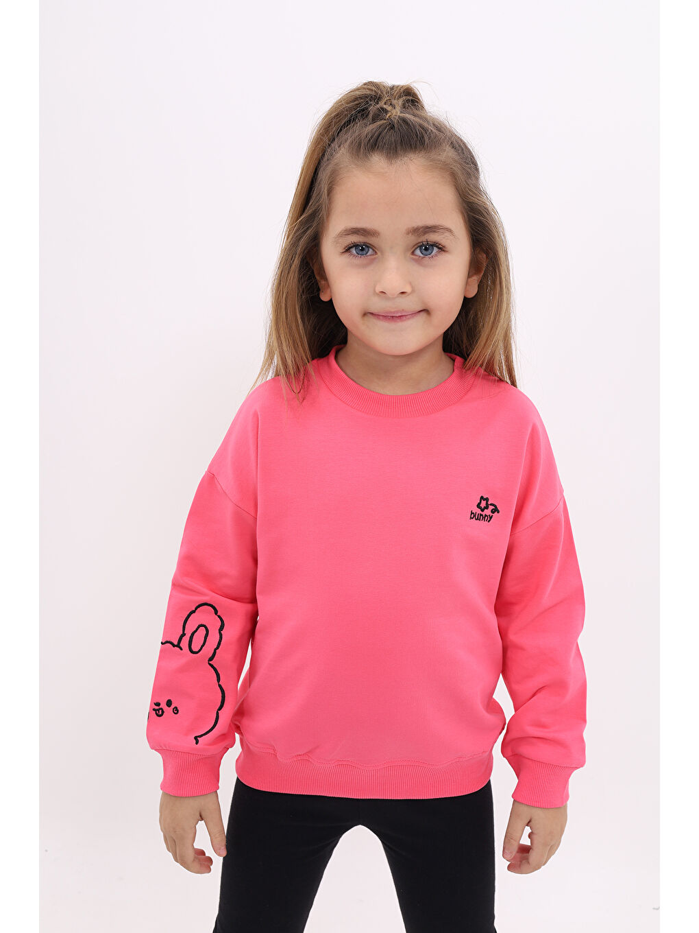 Toontoykids Fuşya Kız Çocuk Nakışlı Sweatshirt