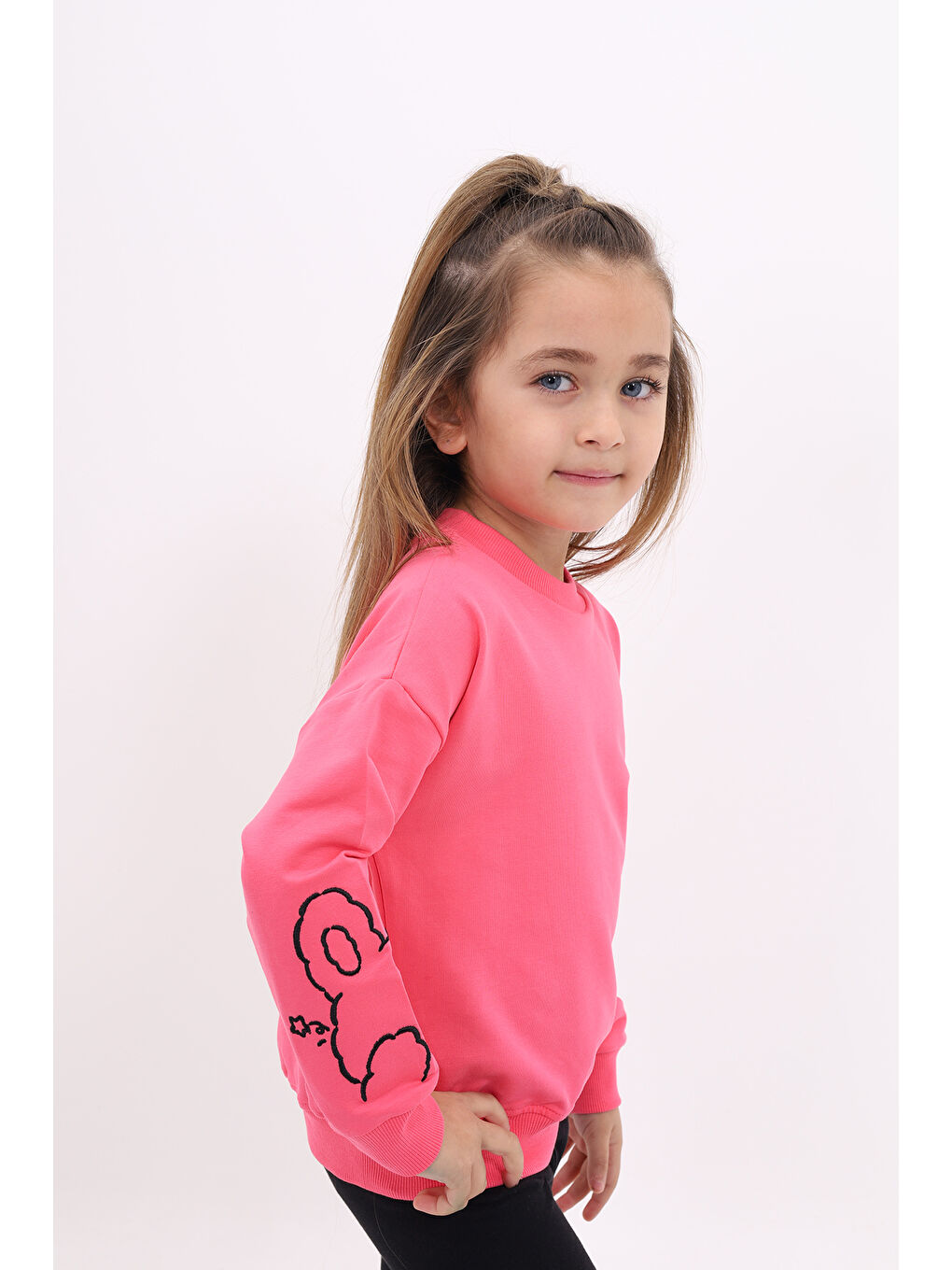 Toontoykids Fuşya Kız Çocuk Nakışlı Sweatshirt - 1