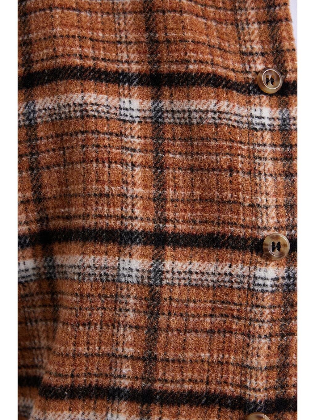 Kahverengi Erkek Slim Fit Dar Kesim Kareli Kışlık Oduncu Gömlek-4