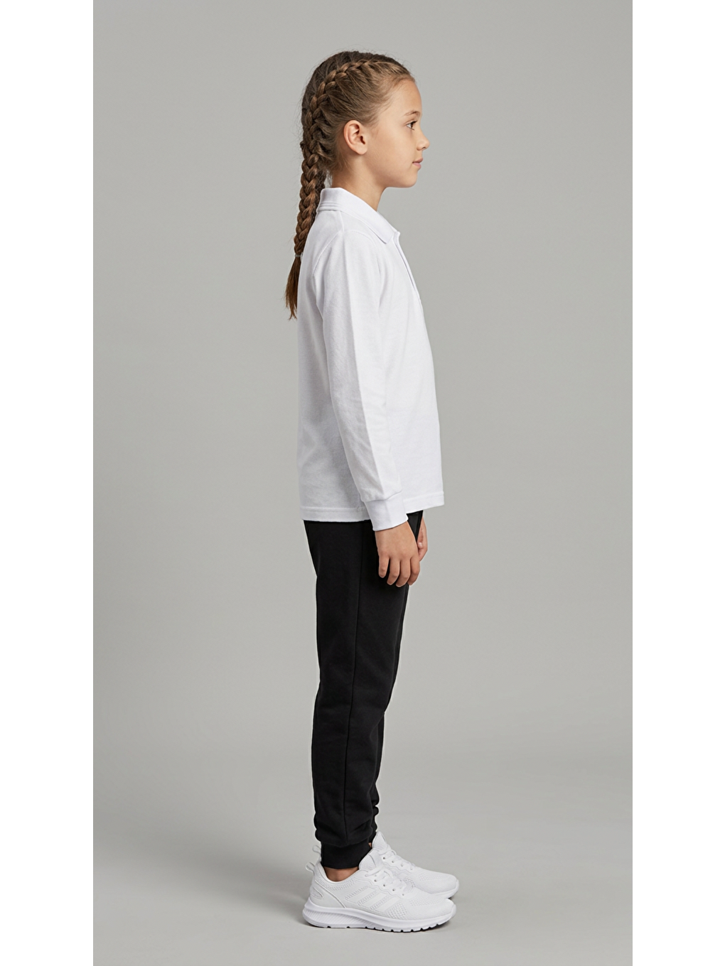 Beyaz Kız Çocuk Okul Uzun Kol Polo Yaka Lakost-2