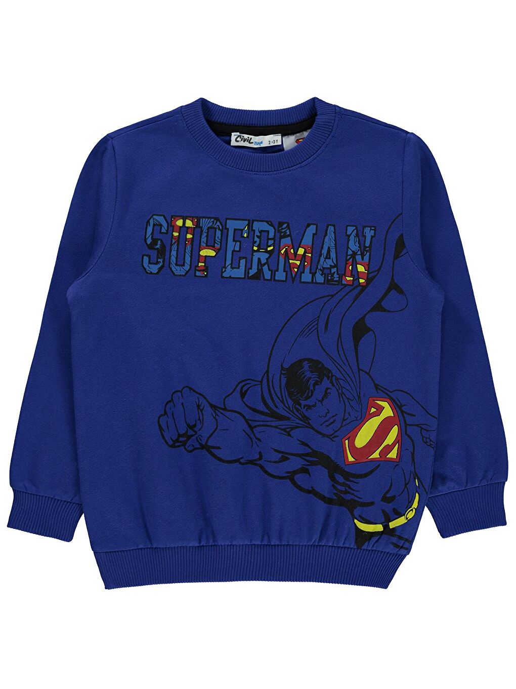 Civil Saks Superman Erkek Çocuk Sweatshirt 2-5 Yaş Saks Mavisi