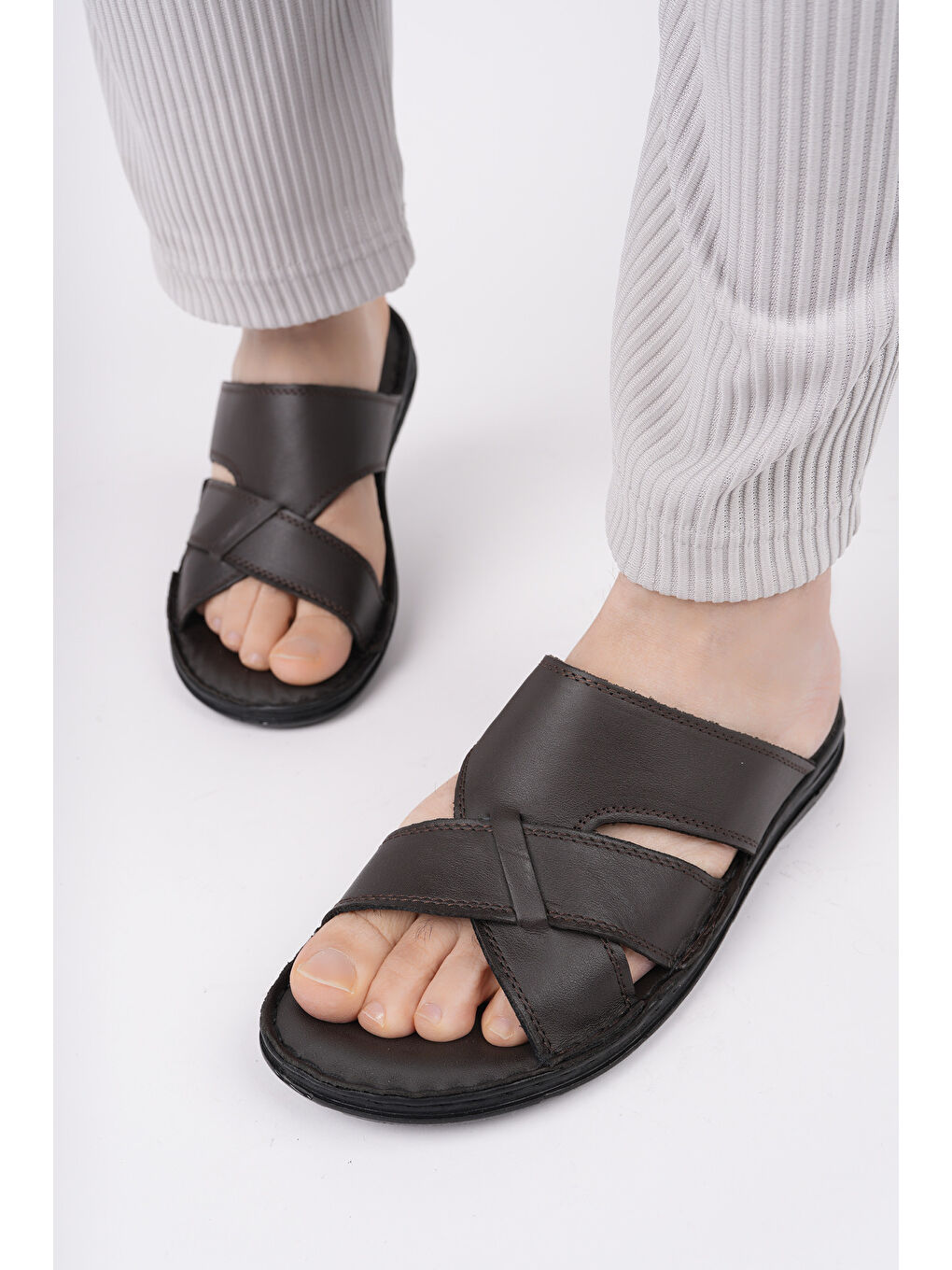 Kahverengi Eco Erkek Günlük Rahat Yumuşak Taban Ortopedik Terlik-4