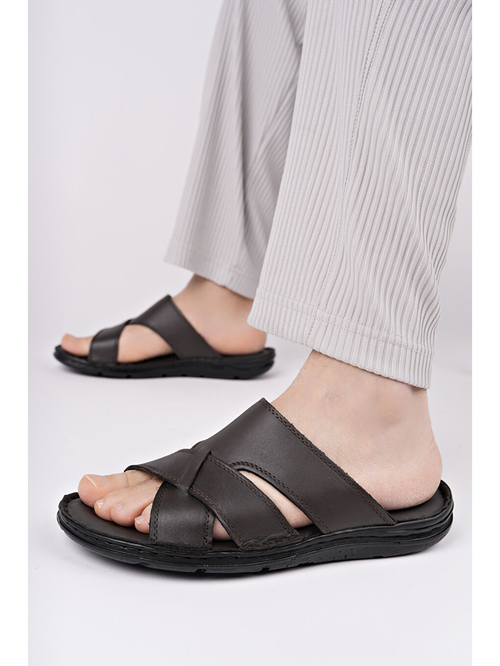 Kahverengi Eco Erkek Günlük Rahat Yumuşak Taban Ortopedik Terlik-6