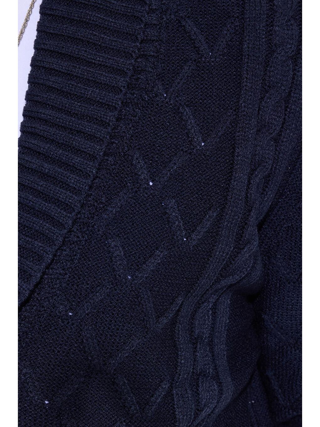 Slim Fit Dar Kesim Desenli Yumuşak Dokulu Düğmeli Lacivert Erkek Hırka-6