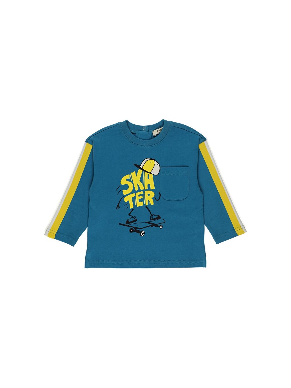 Panço Petrol Erkek Çocuk  Skater Baskılı Uzun Kollu T-shirt