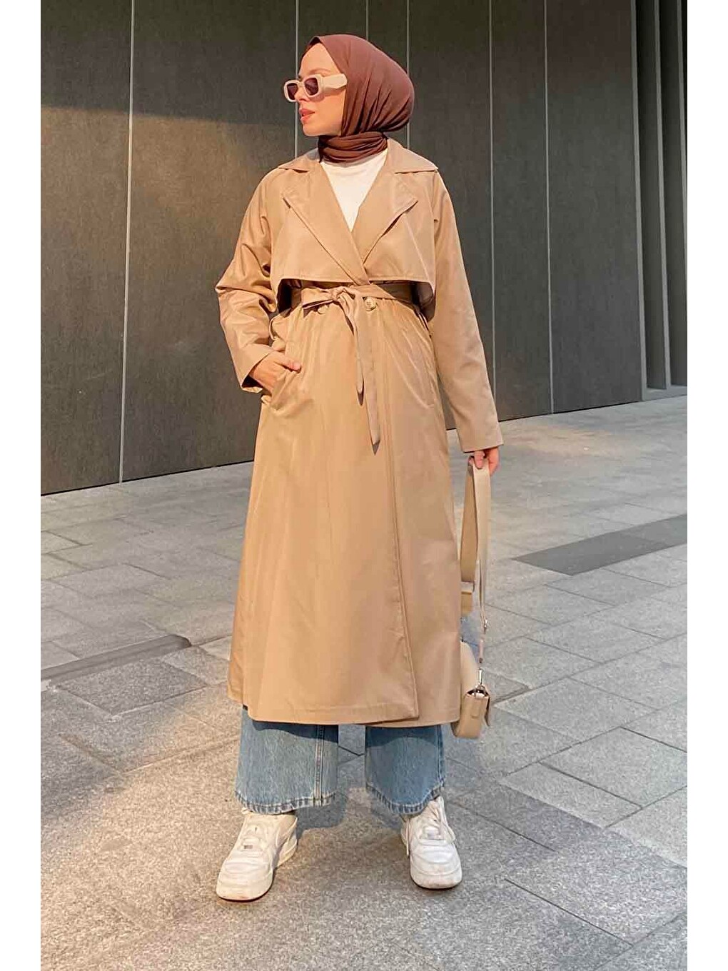 Bej Hector Çentik Yakalı Trençkot Vizonrengi-1
