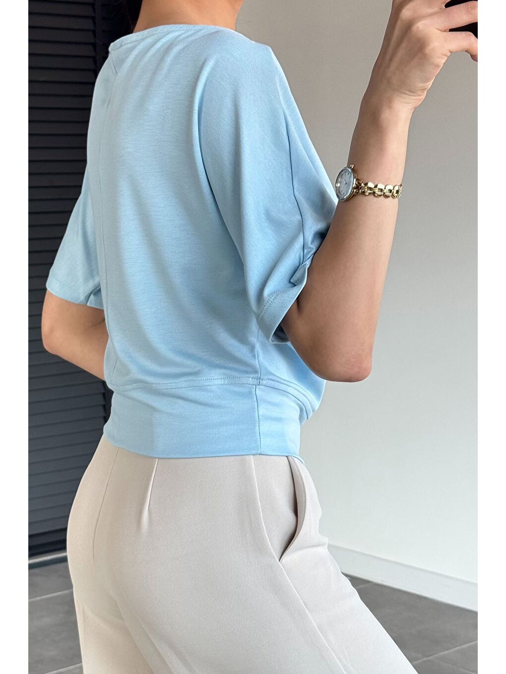 Mavi Kadın Kayık Yaka Bluz-3