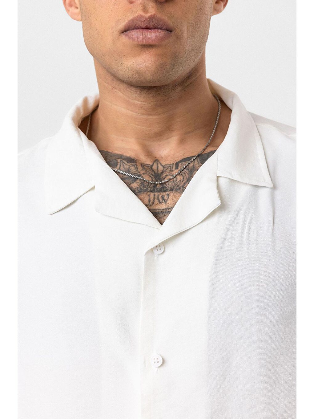 Yıkamalı Oversize Kısa Kol Gömlek Ekru-5