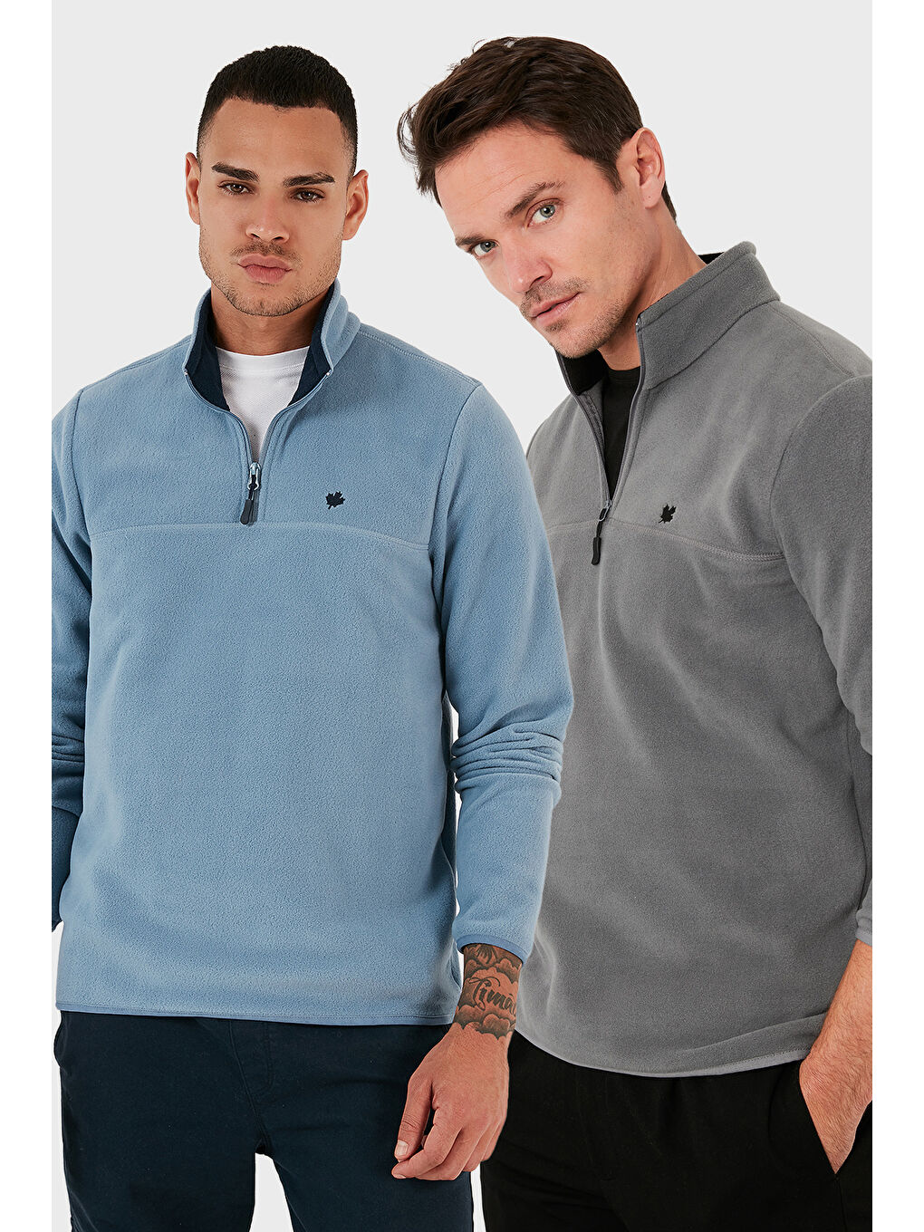 Gri Slim Fit Anti-Pilling Tüylenme Yapmayan Şardonlu Soğuk Geçirmez 2'li Paket Polar 5906001S2