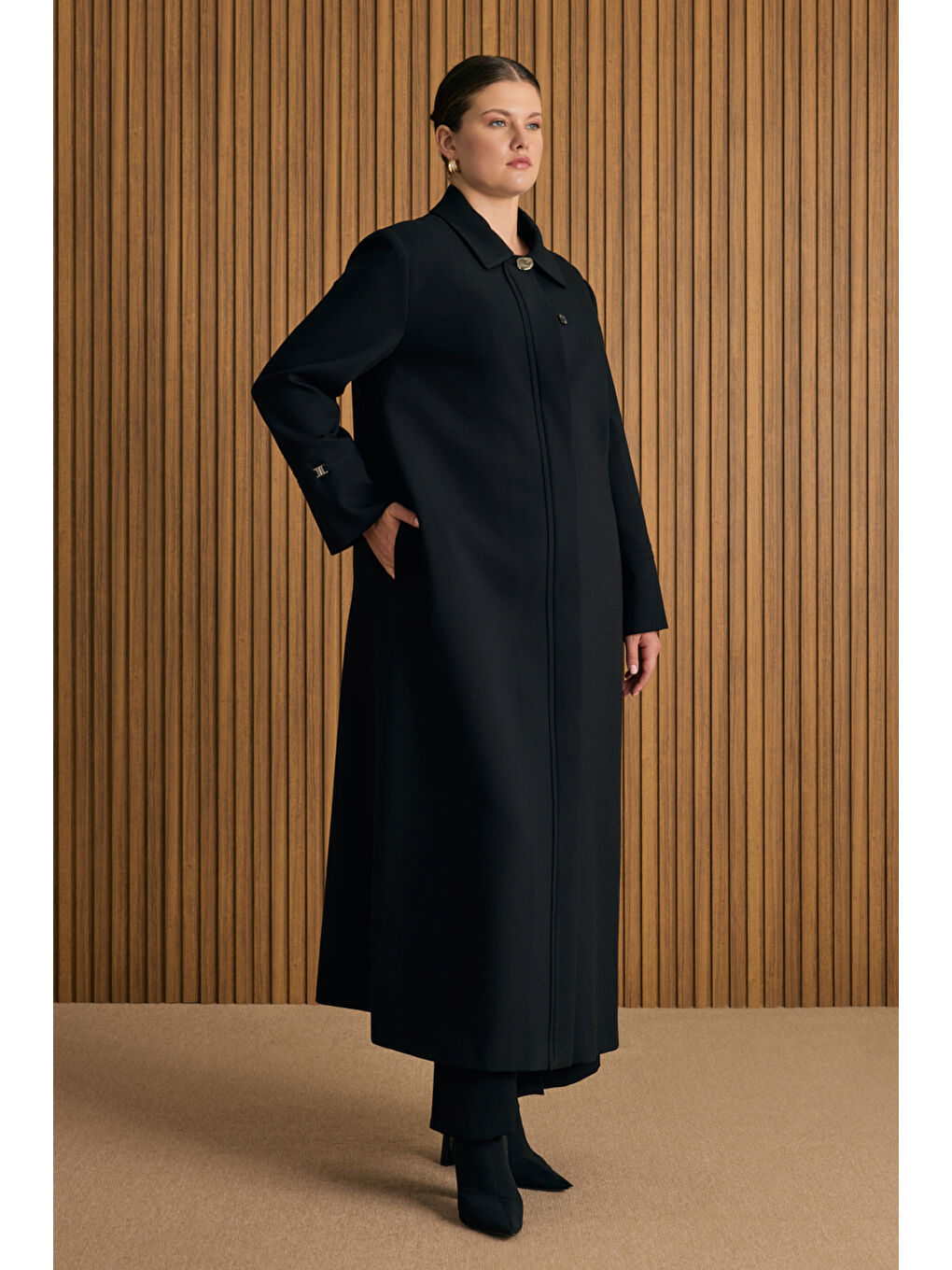 Siyah Dokuma Pardösü-1