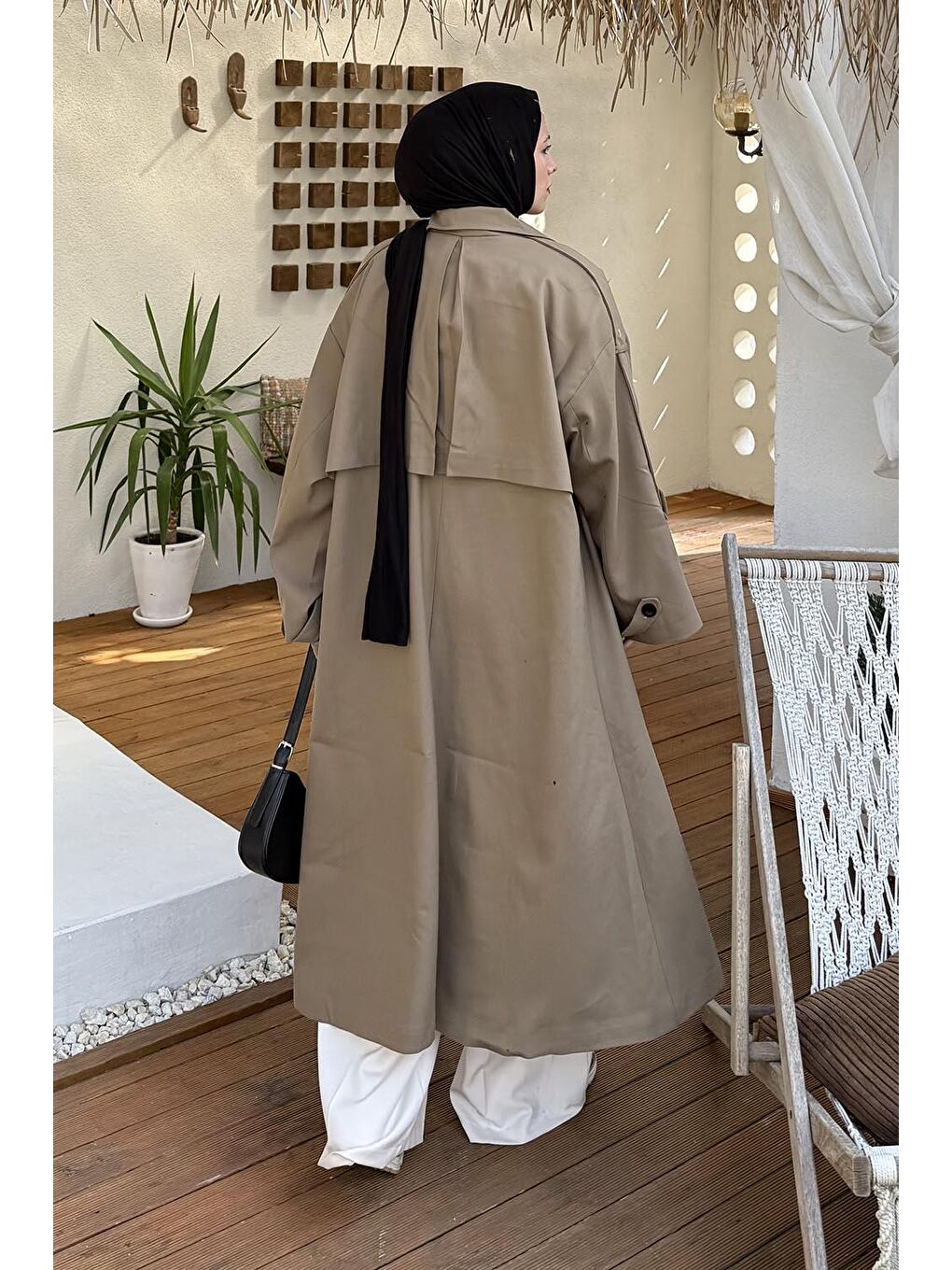 Bej Kuşaklı Poliviskon Trenç Karemel-3