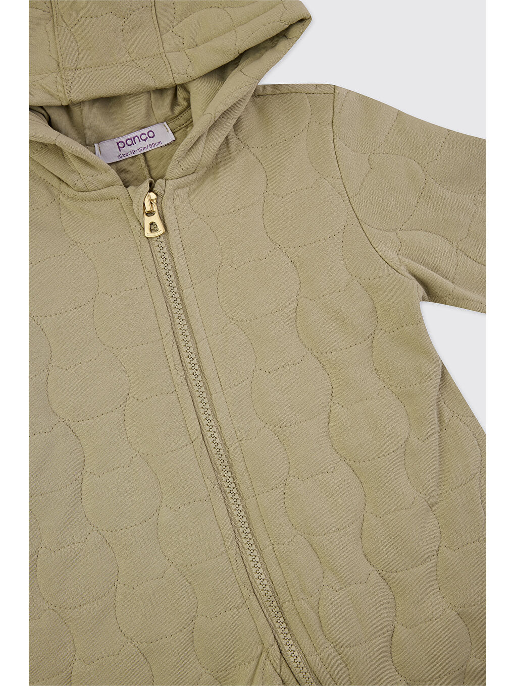 Haki Yenidoğan Uzun Kollu Patikli Kapitone Bej Tulum-2