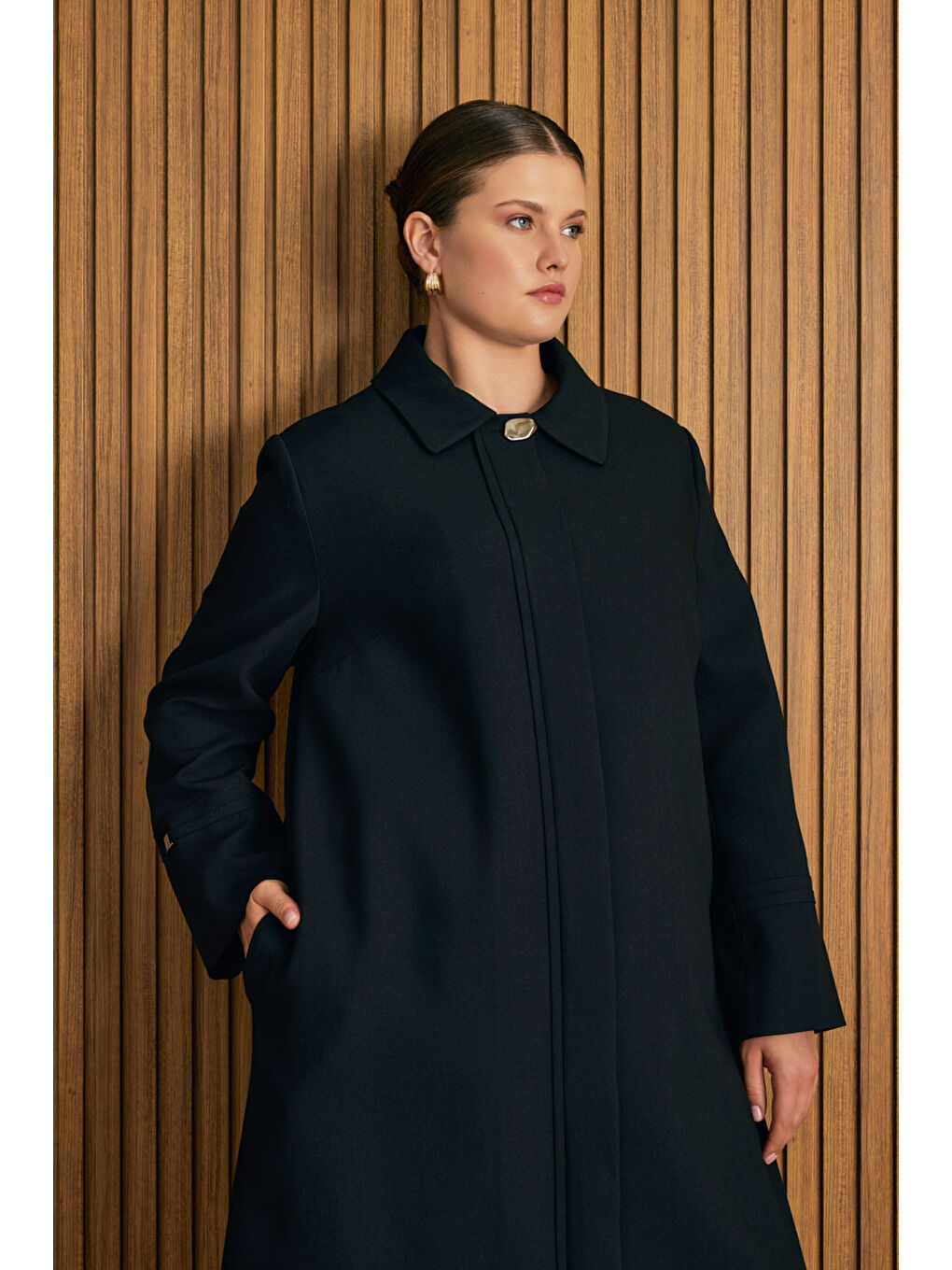 Siyah Dokuma Pardösü-5