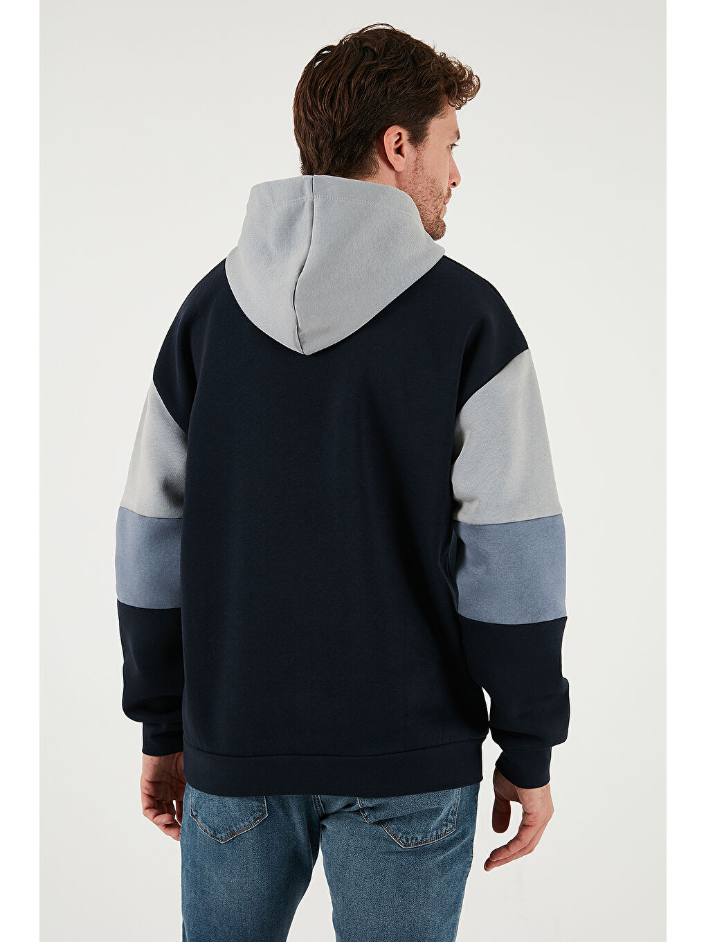 Lacivert Pamuklu Relaxed Fit Kapüşonlu İçi Tüylü Yumuşak Şardonlu 2' li Paket Sweat 5905299S2-3