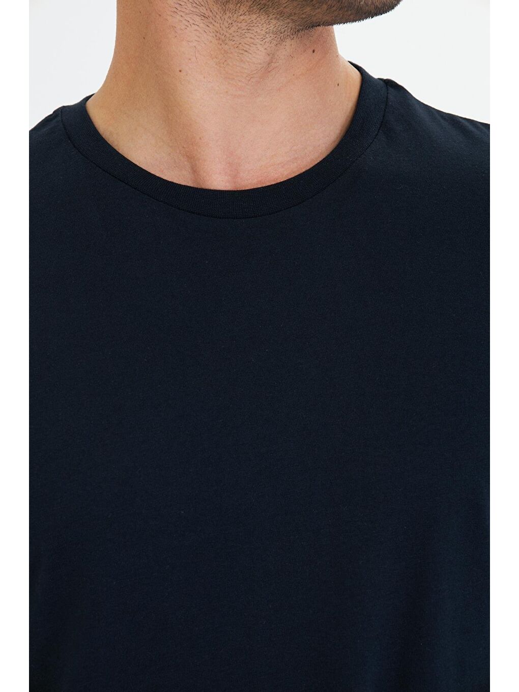 Erkek Pamuklu Bisiklet Yaka Tişört Lacivert 5014-L-6