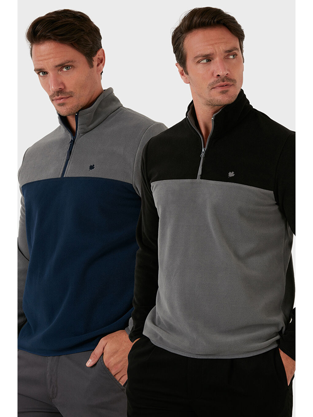 Siyah Regular Fit Anti-Pilling Tüylenme Yapmayan Dik Yaka Şardonlu 2'li Paket Polar 5906016S2