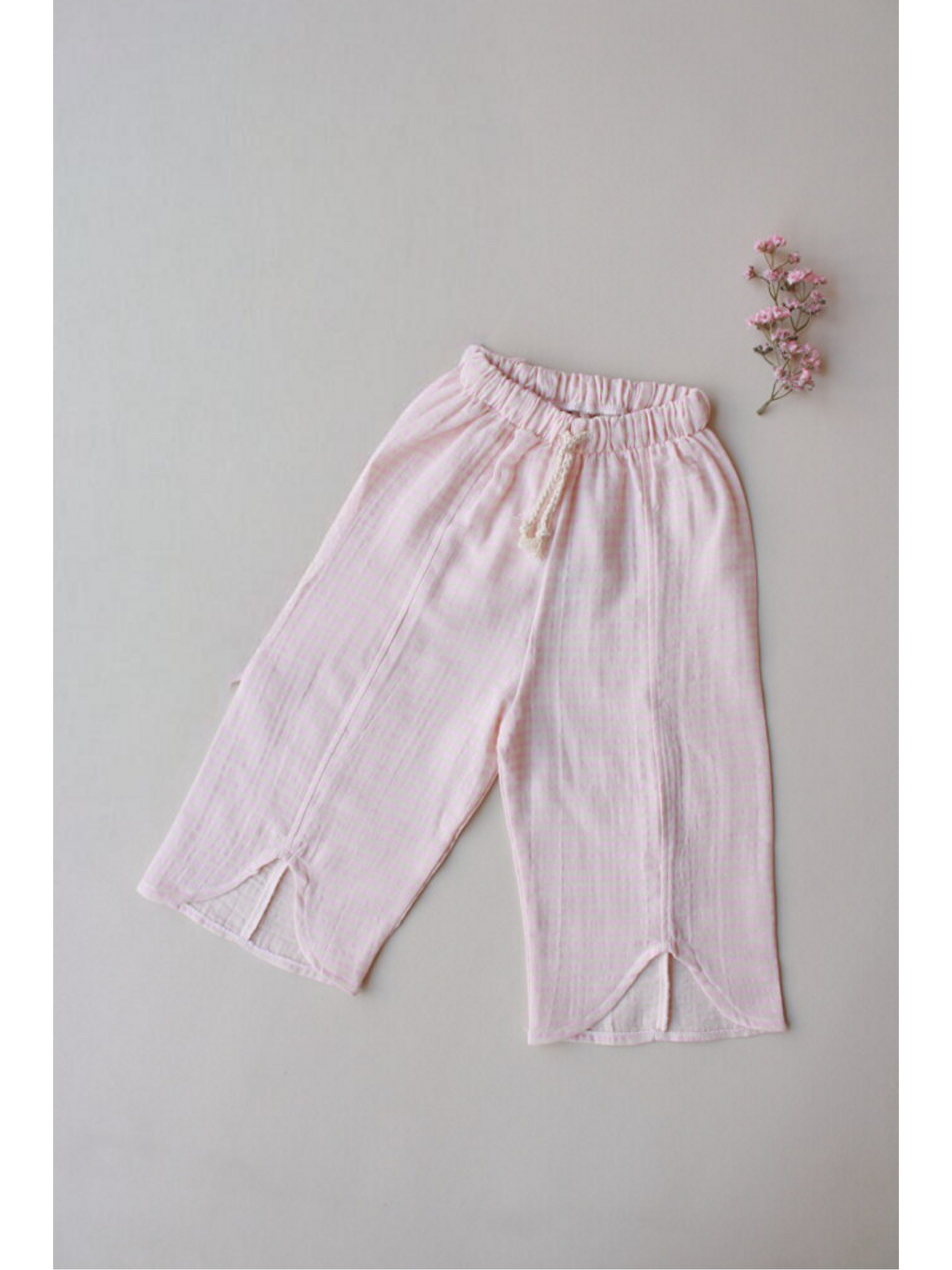 Pembe Pudra Paça Detaylı Pantolon-1