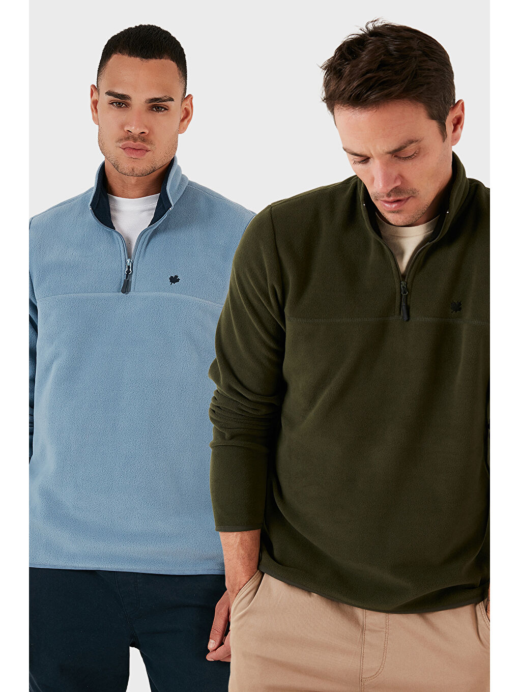 Yeşil Slim Fit Anti-Pilling Tüylenme Yapmayan Şardonlu Soğuk Geçirmez 2'li Paket Polar 5906001S2