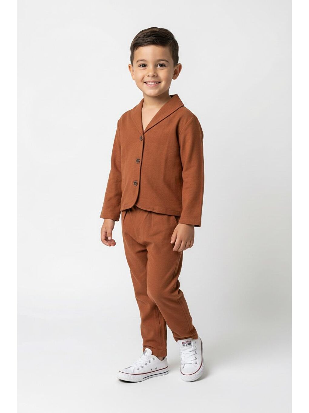 Kahverengi İkili Viskon Ceketli Takım-2