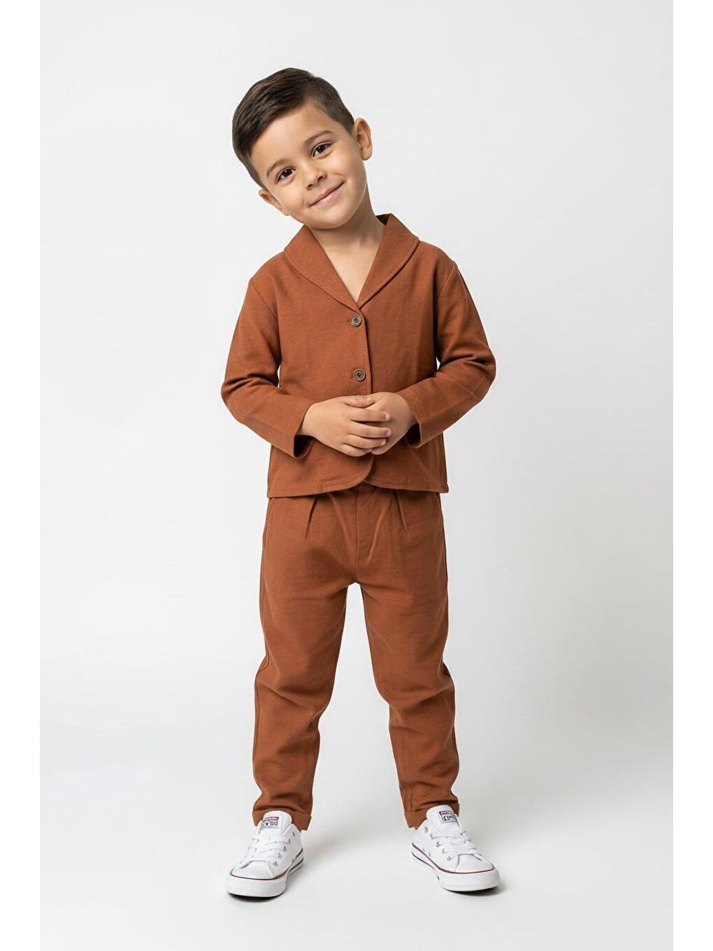 Kahverengi İkili Viskon Ceketli Takım-3