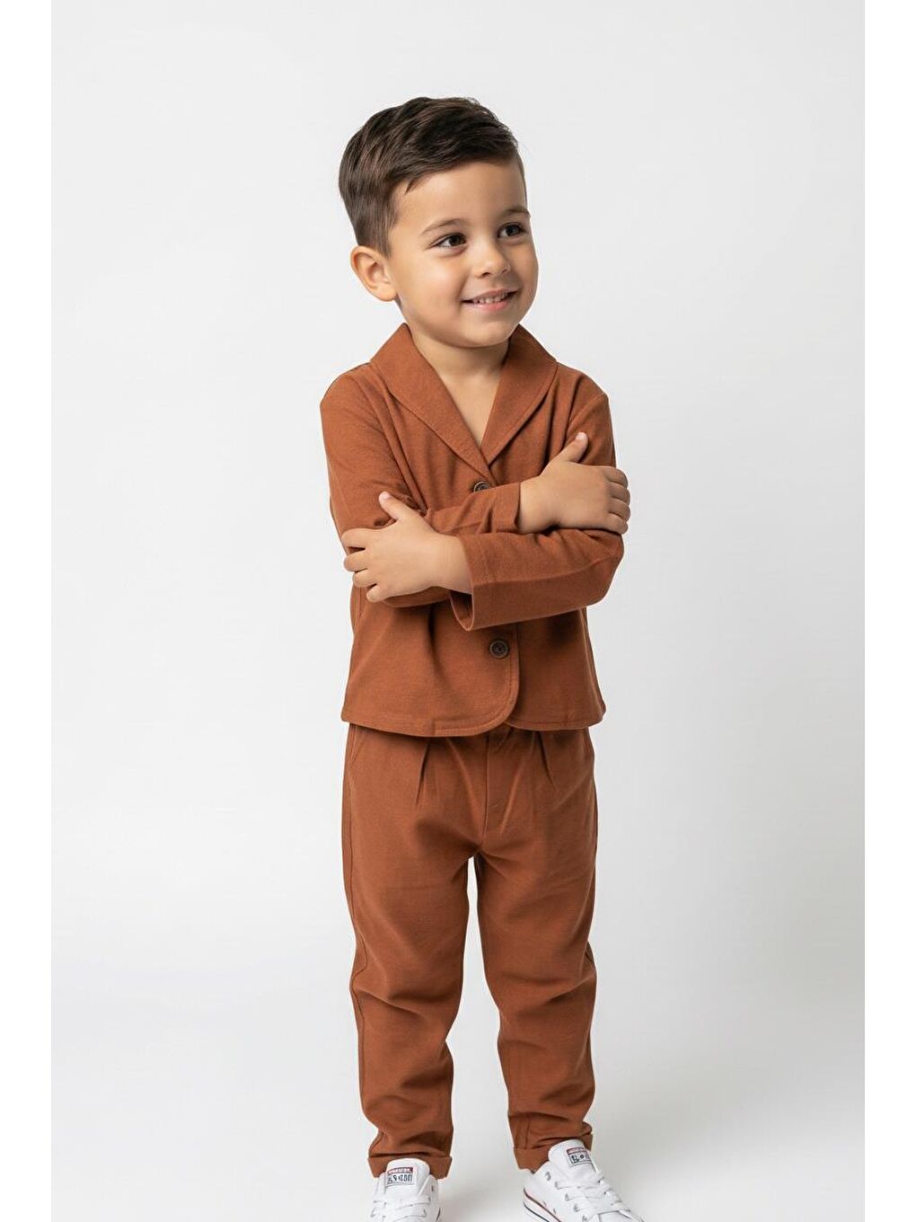 Kahverengi İkili Viskon Ceketli Takım-4