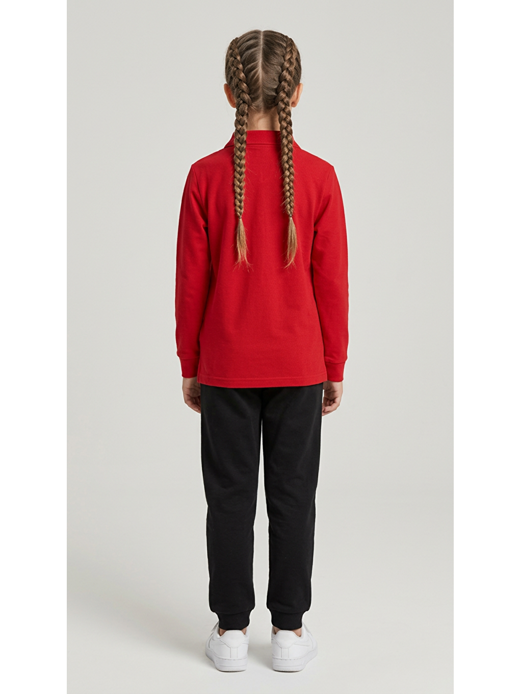 Kırmızı Kız Çocuk Okul Uzun Kol Polo Yaka Lakost-3