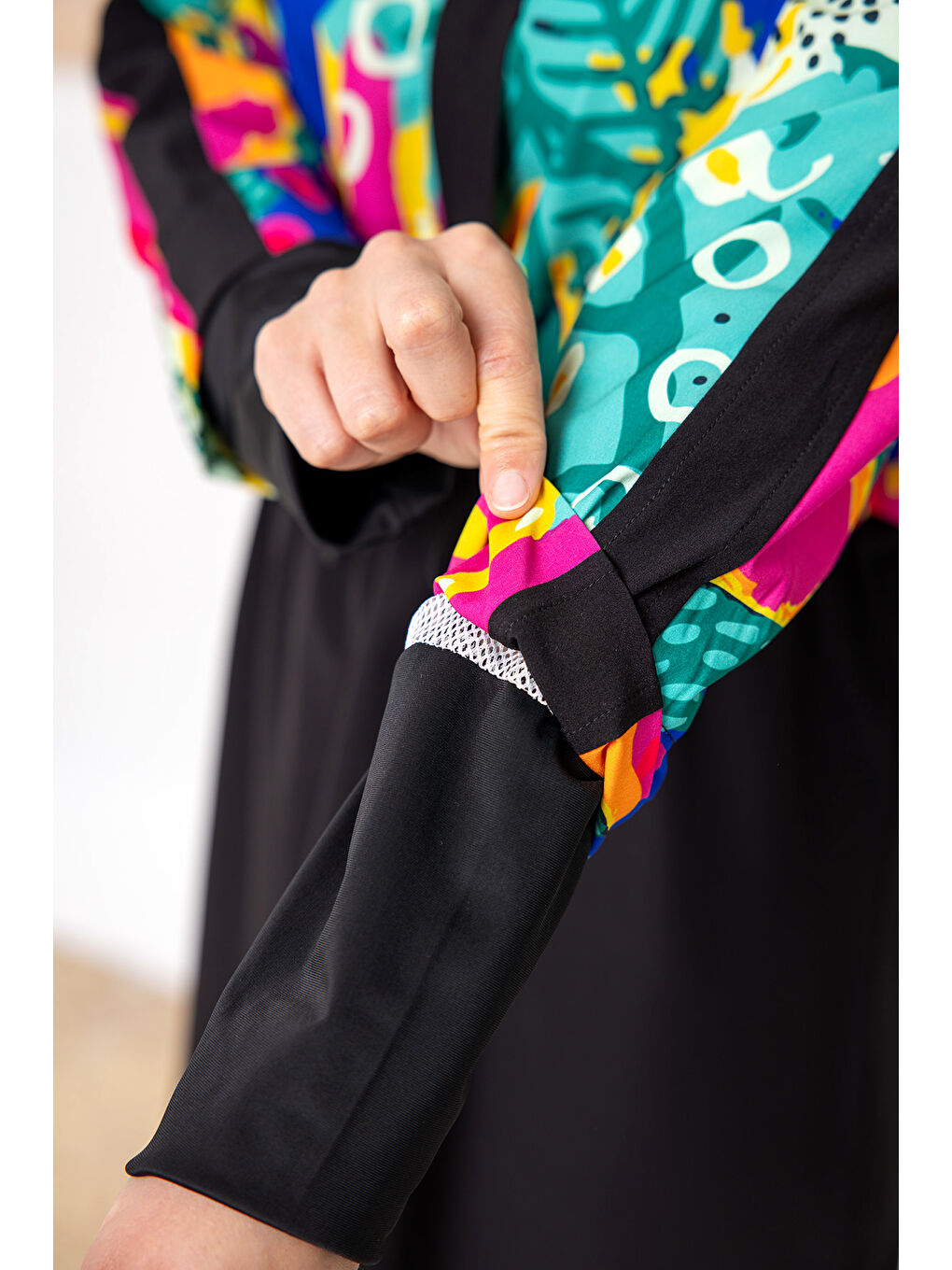 UV Korumalı Spor Elastan Tam Kapalı Tesettür Mayo 1205 Siyah01-3