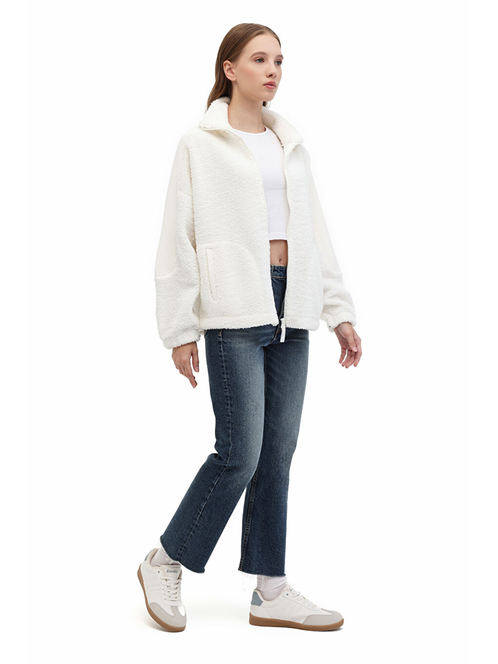 Bej WL CHEN 6GF749 5PR Ekru Kadın Mont-2