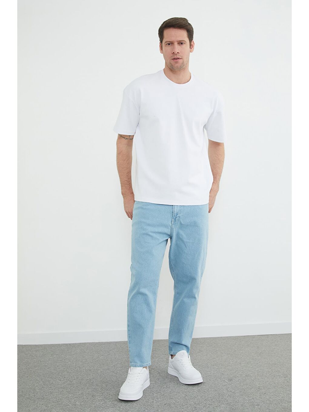 Mavi Fermuarlı Boyfriend Jean
