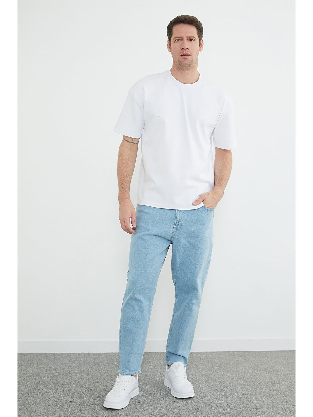 Mavi Fermuarlı Boyfriend Jean-1