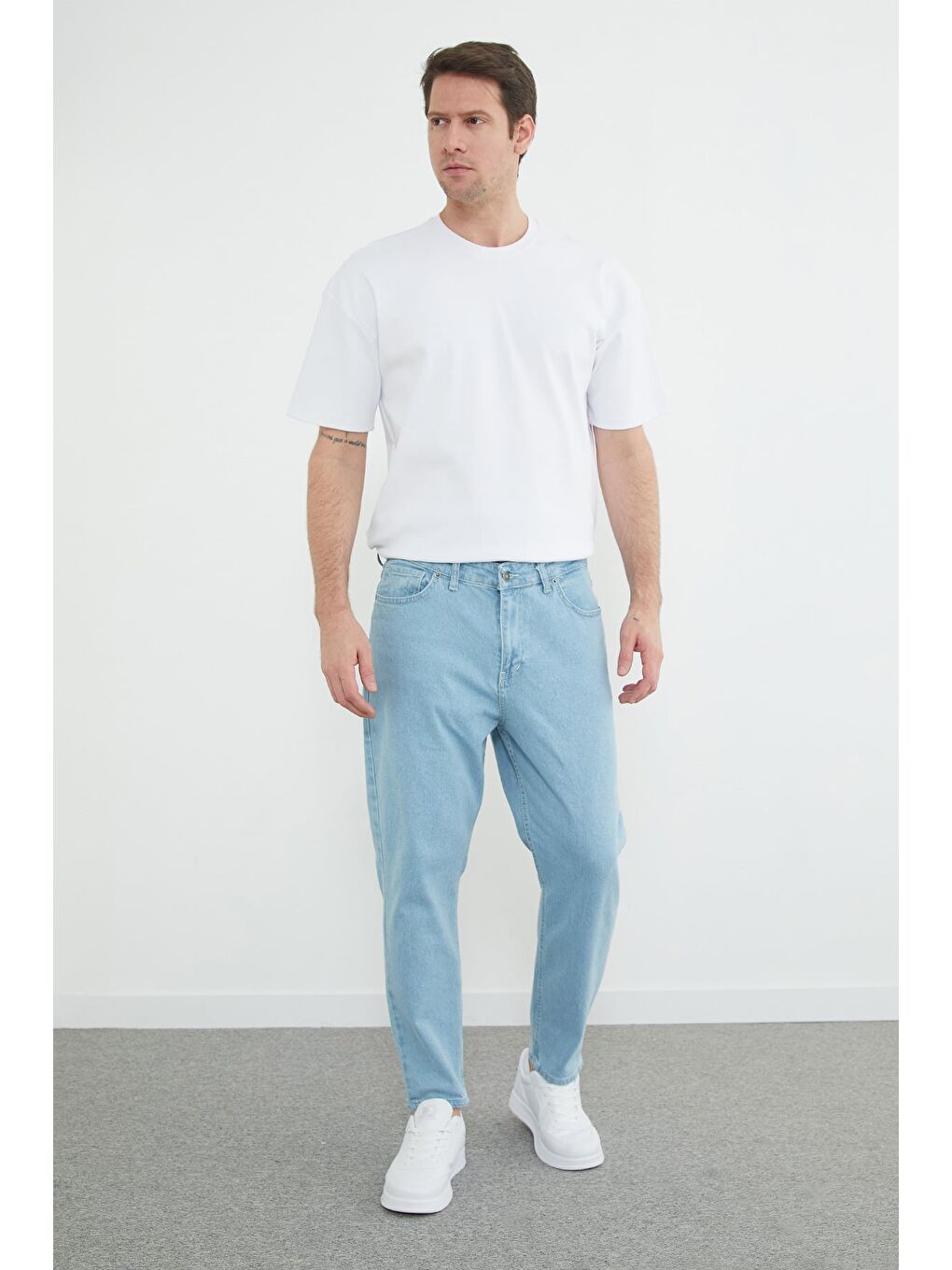 Mavi Fermuarlı Boyfriend Jean-3