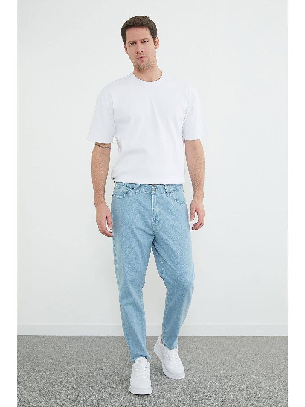 Mavi Fermuarlı Boyfriend Jean-4