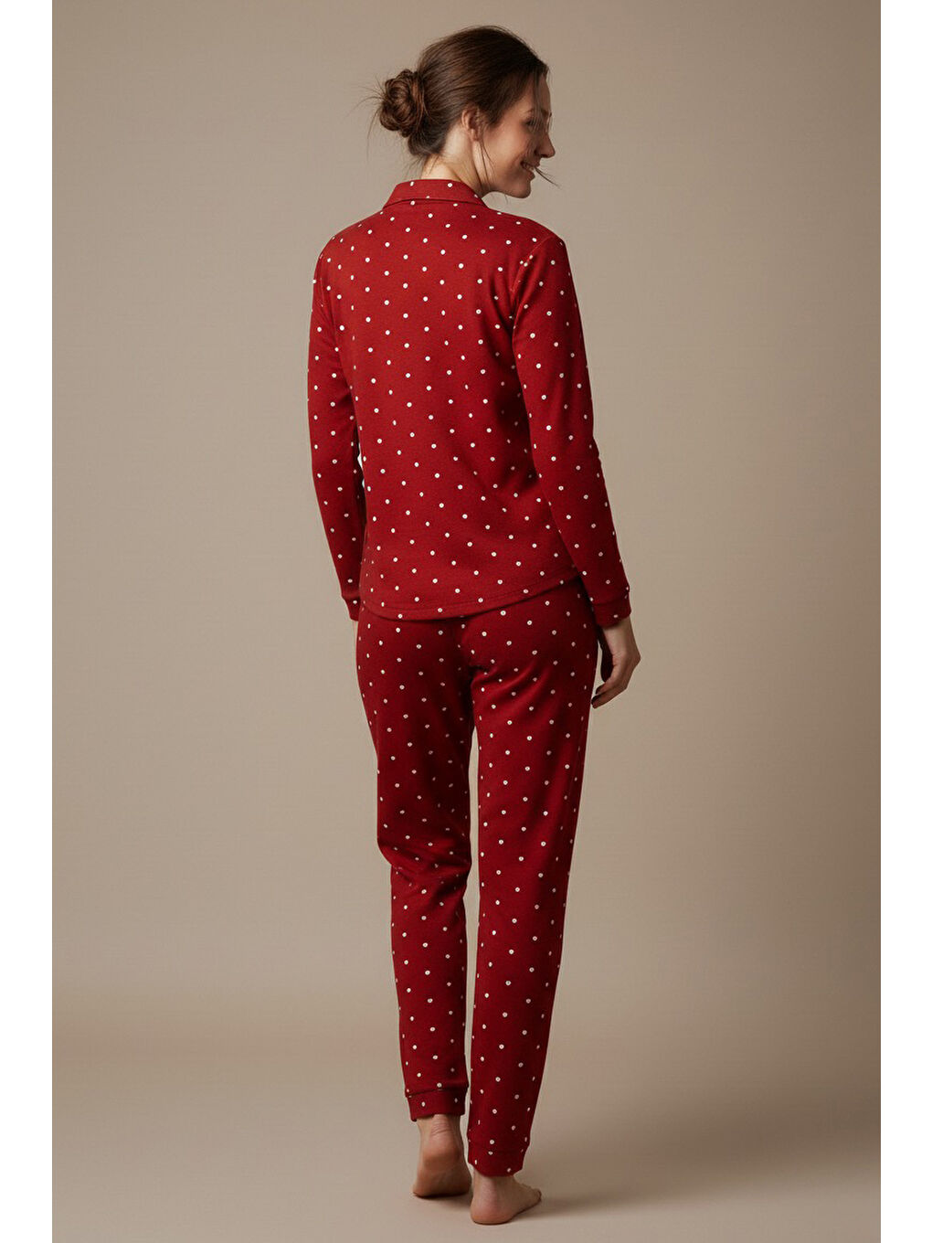 Kırmızı Mini Kalp Baskılı Pijama Takımı Kirmizi - 27948-KIRMIZI-1