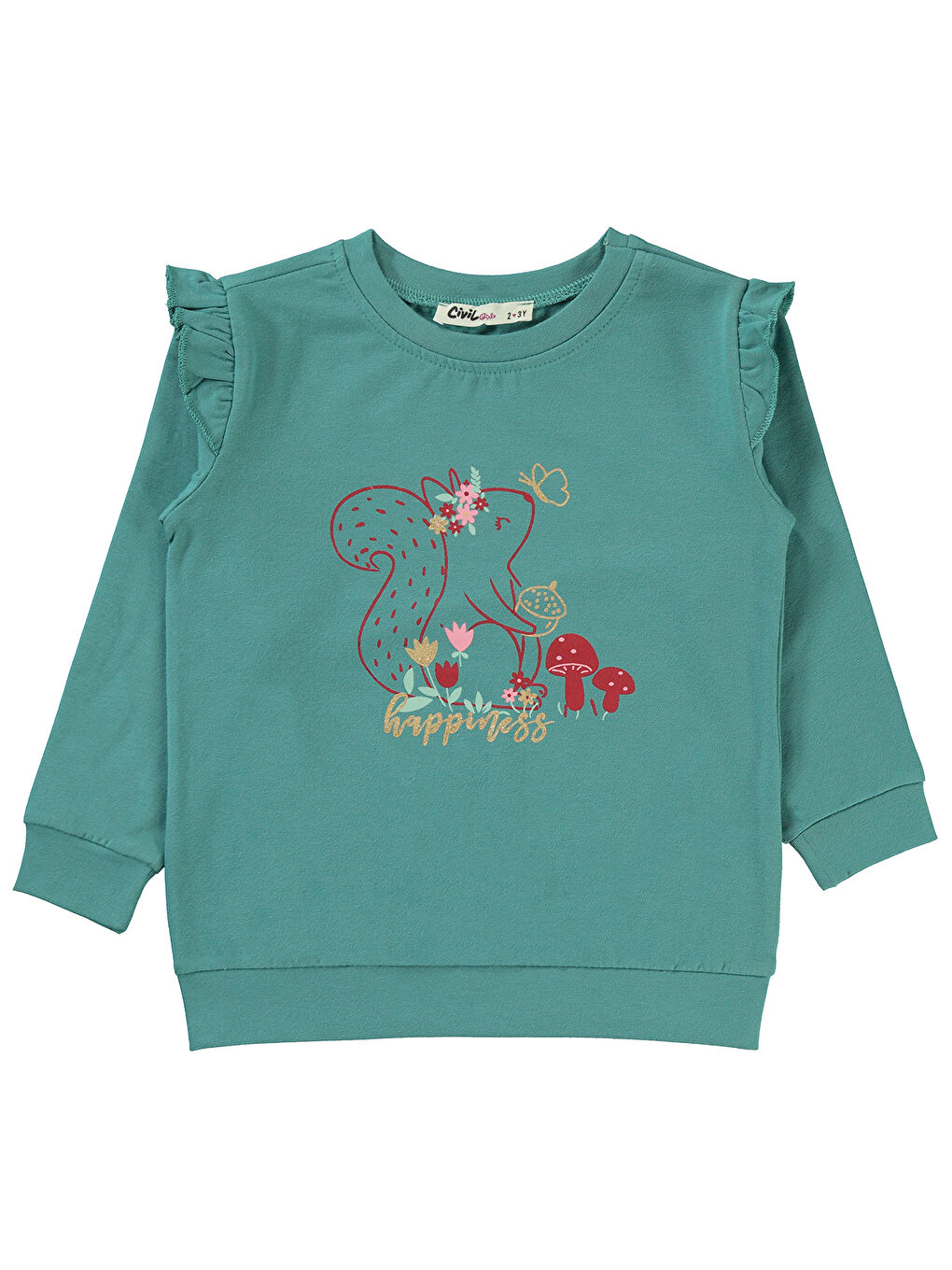 Civil Yeşil Girls Kız Çocuk Sweatshirt 2-5 Yaş Yeşil