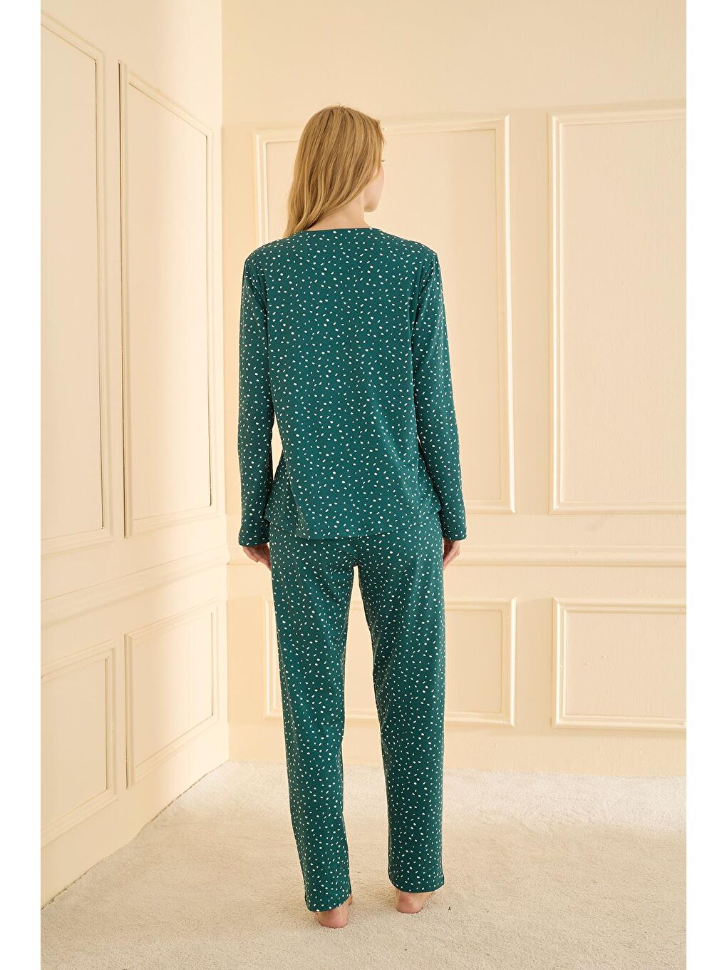 Kadın Sandy Genç Bisiklet Yaka Pijama Takım | Yeşil 19104-2228-2