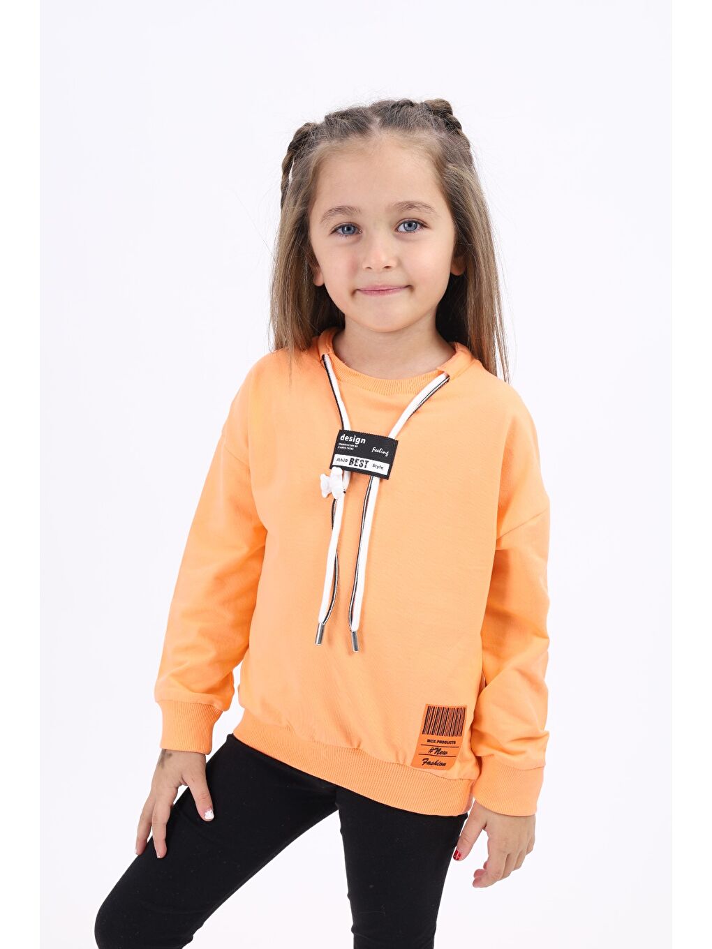 Toontoykids Turuncu Kız Çocuk Baskılı Sweatshirt