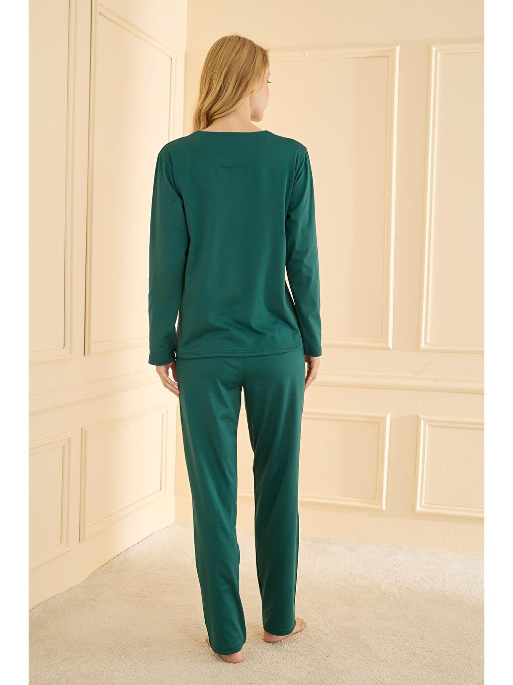 Kadın Sandy Genç Bisiklet Yaka Pijama Takım | Yeşil 19104-2214-2