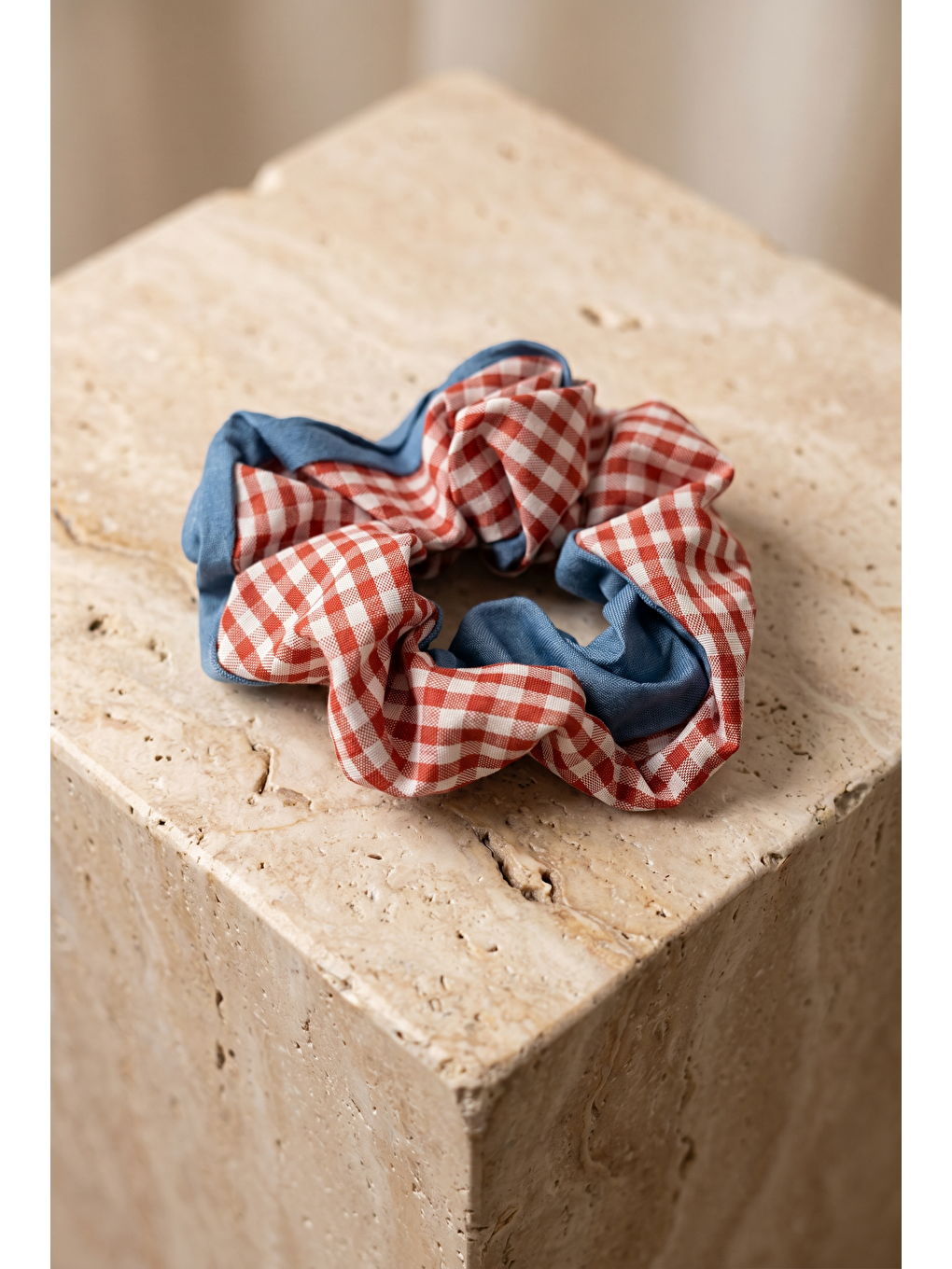 Pötikareli Ve Mavi Scrunchie Toka