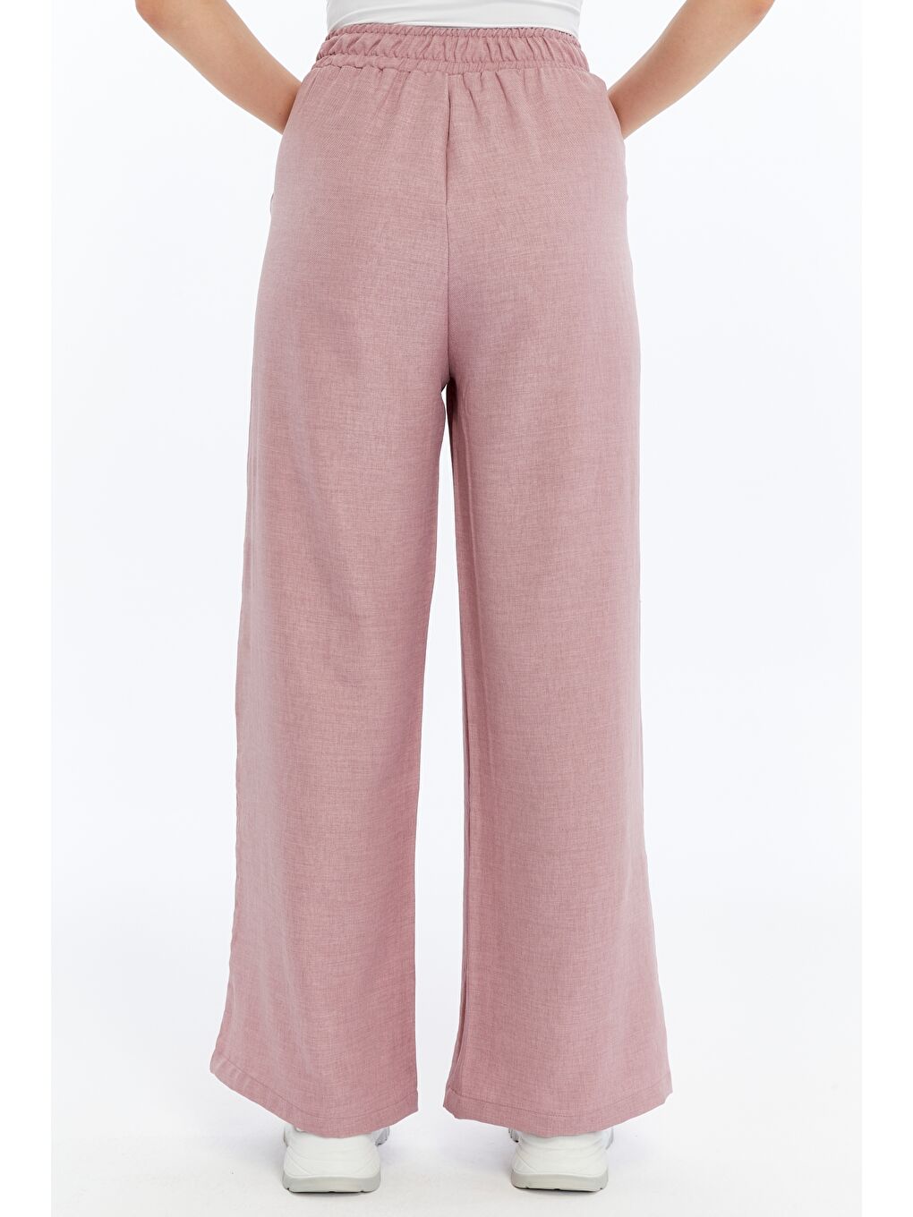 Pembe Kadın Pantolon Keten Karışımlı Belİ Lastikli Kırışmaz Pantolon KETEN-PANTOLON-6